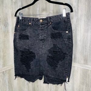 One Teaspoon Distressed Denim Skirt
